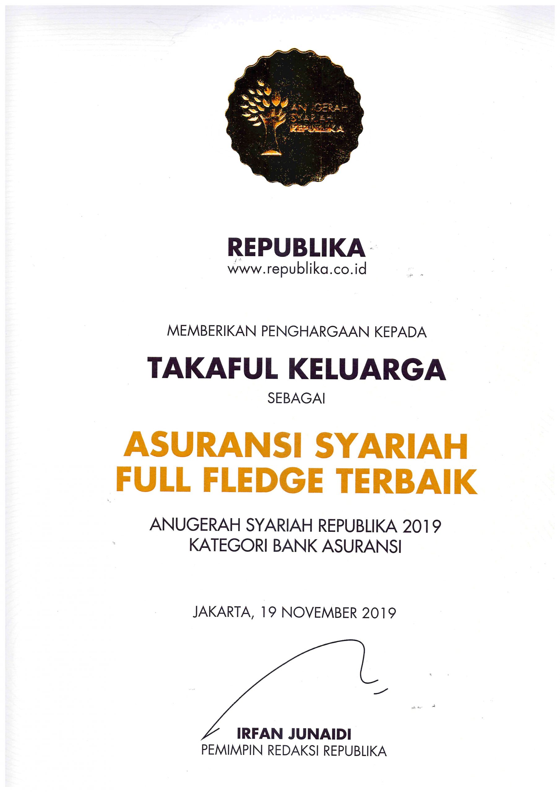 Asuransi Syariah Full Pledge Terbaik Takaful Keluarga